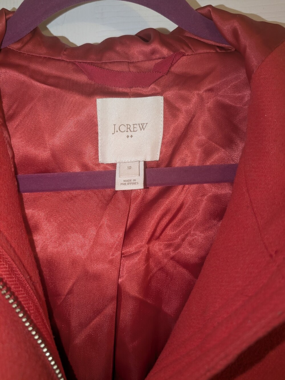 J. Crew Women's Red Hooded Wool-Blend Vail Parka - Picture 2 of 5